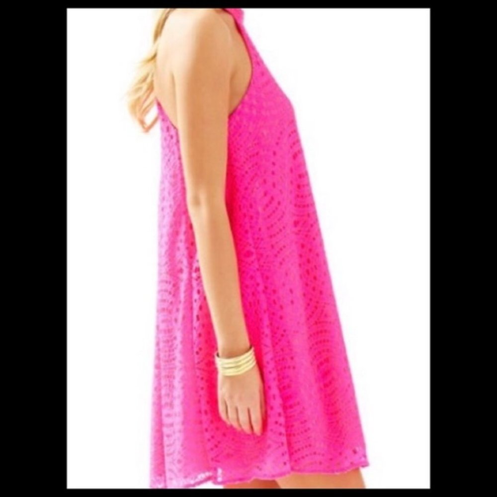 Lily Pulitzer Hot Pink Eyelet Lace Dress Large